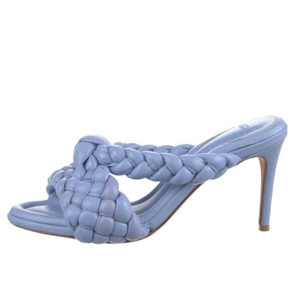 Alexandre Birman Blue Carlotta Braided Leather Heeled Sandals Size 8.5 38.5 IT - Picture 1 of 14